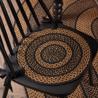 Farmhouse Jute Braided Chair Pad Set of 6 Black & Tan - The Fox Decor